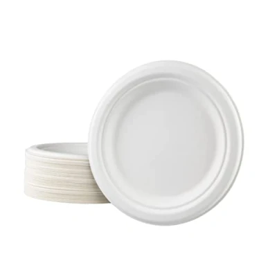 Bild av Love Nature Ekologisk tallrik set 17,5 cm 50 stycken sockerrörsmassaform biologiskt nedbrytbara tallrikar servis mattallrik festtallrik stor