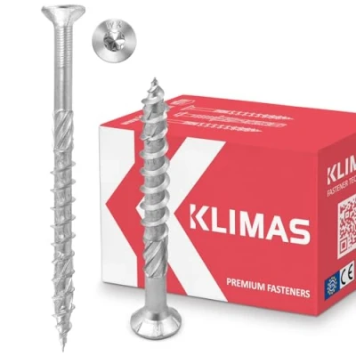 Bild av KLIMAS Träskruvar Torx Spånskiveskruvar Vit Försänkta Skruvar Terrassskruvar Universalskruvar Skruvsats för Takkonstruktion 6x140 mm 100 stycken