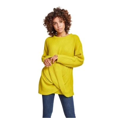 Bild av Urban Classics Ladies Wrapped Stickad tröja, Storlek: Small, Lemonmustard