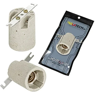 Bild av ISOLATECH 1 st E14 keramisk glödlampshållare med monteringsfäste LED energisparlampor (max. 250V/4A) glödlampor Hem Kök Badrum Tak Installation Sockel Montering Fäste värmebeständig