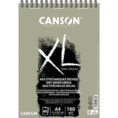 Bild av CANSON XL® Sand Grain, gråfärgat ritblock med sandpappersliknande yta, DIN A4, 40 ark, 160 g/m²
