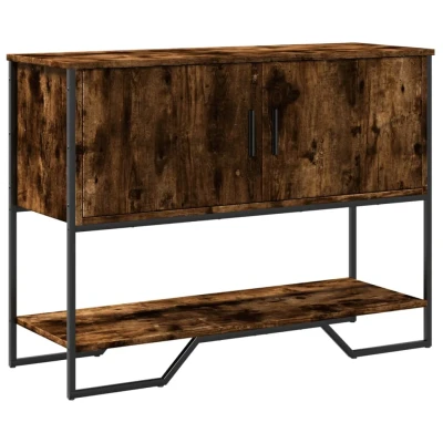 Bild av vidaXL Avlastningsbord rökfärgad ek 100x35x74,5 cm konstruerat trä, hallbord, vardagsrumsbord, metallbord, hall konsolbord, smalt konsolbord för
