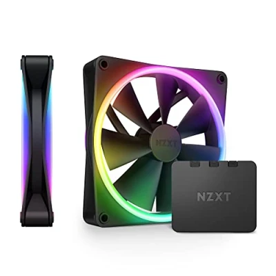 Bild av NZXT F140 RGB Duo Twin Pack 2 x 140mm Dual Sided Fans with Controller 20 Individually Addressable LEDs Balanced Airflow and Static Pressure Fluid Dynamic Bearing PWM Black