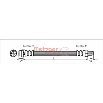 Bild av METZGER 4110578 Flexible De Frein 483 F10 x 1 MERCEDES BENZ: Classe C Berline, Break, S Berline