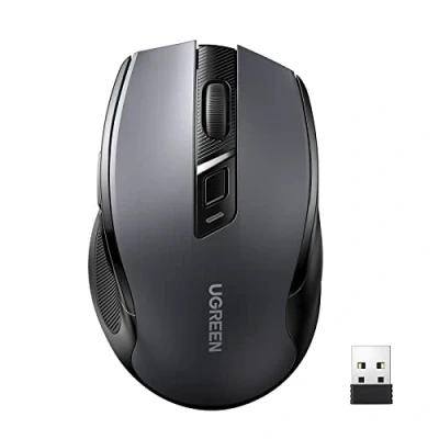 Bild av UGREEN Ergonomisk Trådlös Mus med USB Mottagare 2.4GHz Silent Click 4000 DPI Justerbar Mus, Kompatibel PC, Surfplatta, Bärbar Dator, Windows, MacOS, Linux. (Svart)