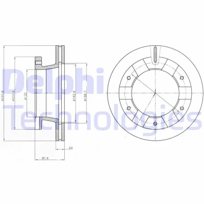 Bild av DELPHI BG4285 Disque de frein 266 24 6 ventilé huilé non traité sans roulement roue, bague ABS MITSUBISHI: Canter 7.Generation