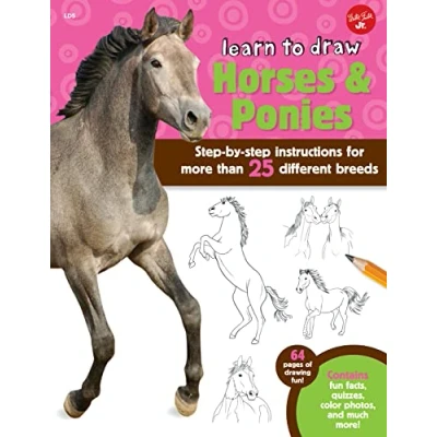 Bild av Learn to Draw Horses &amp; Ponies: step by instructions for more than 25 different breeds 64 pages of drawing fun! Contains fun facts, quizzes, color photos, and much more!
