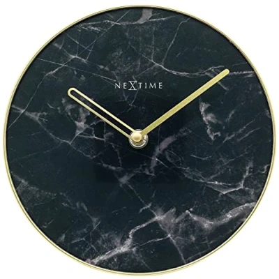 Bild av Nextime Bordsklocka marmor bordsskiva 20 cm glas svart, 5222ZW