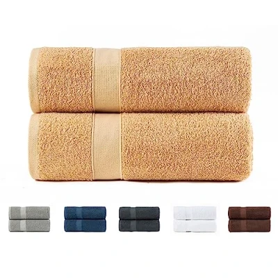 Bild av Todocama Set med 2 stora badhanddukar, 100% bomull 550 g/m², extra mjuka, högabsorberande och snabbtorkande. Mått 100 x 150 cm, beige