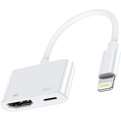 Bild av 1080P digital AV Lightning Adapter [Apple MFi certifierad] iPhone HDMI TV till Plug and Play kabel för 14/13/12/SE/SE/11/XS/XR/X/8/7 TV/HDTV/Monitor/Projektor, vit