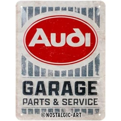 Bild av Nostalgic Art Plåtskylt i retrostil, Audi Garage Presentidé för biltillbehörsälskare, av metall, Deko vintagedesign, 15 x 20 cm