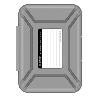 Bild av ORICO Hårddiskskyddsfodral 3,5 tum HDD skyddslåda/förvaringsfodral för Western Digital WD Seagate Toshiba Samsung, stapelbar och sorterbar memo (grå)