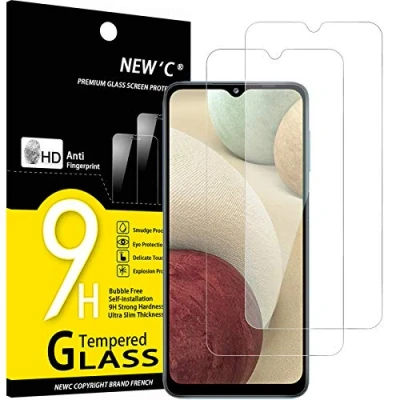 Bild av NEW&#039;C 2 Pack, skärmskydd i glas för Samsung Galaxy A12, A02s, bubbelfri, 9H hårdhet, 0,33 mm ultratransparent, ultrabeständigt härdat