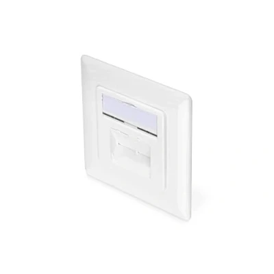 Bild av DIGITUS Kopplingsdosa Cat 6A 2 portar RJ45 infällt nätverksuttag vertikal matning designbar ren vit