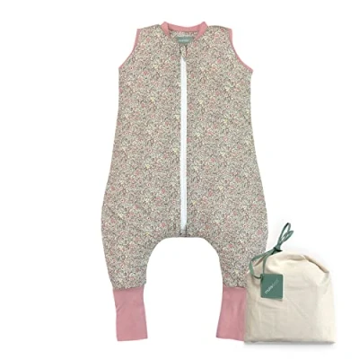 Bild av molis&amp;co Babysovsäck med fötter och strumpor, 2,5 tog klassning, perfekt för användning under vinter mellansäsong, 100 % ekologisk bomull (GOTS), Pastell Blommig, 3 År