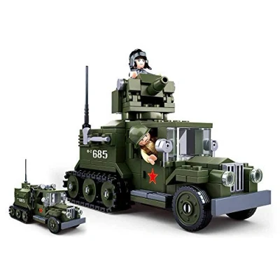 Bild av Sluban SL95556, WWII Allierat halvmotorfordon [M38 B0685], lekset, klämbyggstenar, soldater, med spelfigur, Army WWII, Multi Color