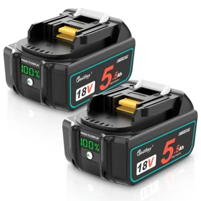 Bild av 2X Waitley Batteri 18V 5500mAh för Makita BL1860B BL1850 BL1840 BL1830 BL1820B BL1815 Kompatibelt med elverktyg och maskiner