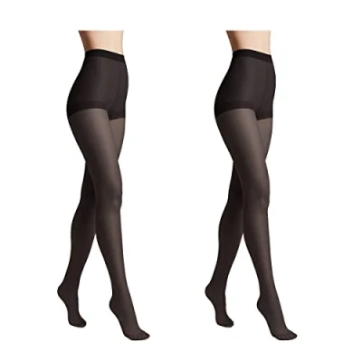 Bild av Conte elegant 2 pack slitstarka halvmatta damstrumpbyxor tunna med markerade trosor släta SOLO 47Svart storlek 5