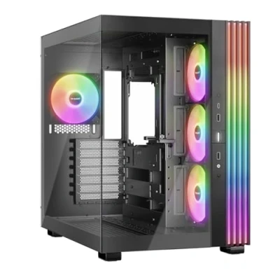 Bild av be quiet! Light Base 600 LX svart PC hölje, hisnande panoramabild, show Case, Dual Chamber design, massiv ARGB LED remsor, 4 Wings PWM fläkt, inverterad och kan användas horisontellt