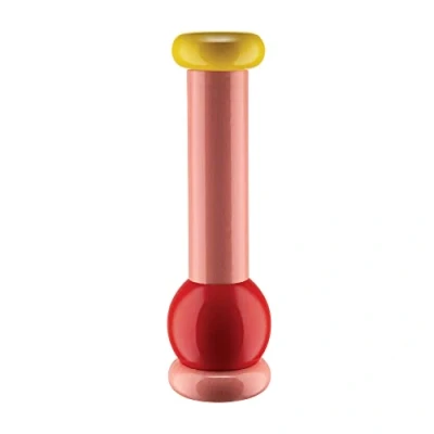 Bild av Alessi MP0210 salt, peppar och kryddkvarn i bokträ, 100 värderingskollektion, rosa, röd, gul