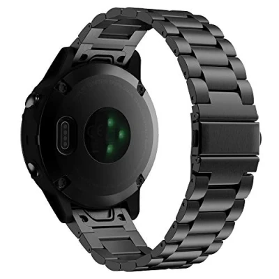 Bild av MoKo Armband kompatibelt med Garmin Fenix 7/6/6 Pro/5/5 Plus/Epix Gen 2/Forerunner 945/935/Approach S62/Instinct 2/MARQ, 22 mm Quick Fit ersättningsarmband i rostfritt stål metallspänne svart