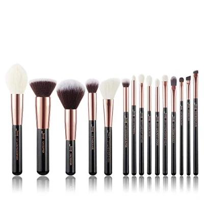Bild av Jessup pinceaux or Rose/noir de maquillage professionnels ensemble cosmétiques fond teint poudre définisseur Shader Liner