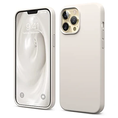 Bild av elago Flytande silikonfodral, kompatibelt med iPhone 13 Pro Max (6,7 tum), premium komplett skyddsfodral stötskydd 3 struktur (sten)