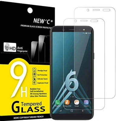 Bild av NEW&#039;C 2 Pack, skärmskydd i glas för Samsung Galaxy A6 (SM A600F), bubbelfri, 9H hårdhet, 0,33 mm ultratransparent, ultrabeständigt härdat