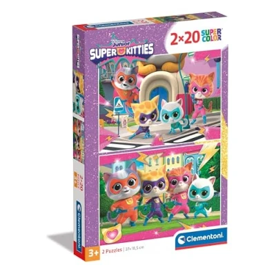 Bild av Clementoni Pussel Super Kitties 2 With 20 Bitar Supercolor, För Barn, 24811