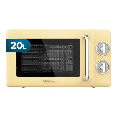 Bild av Cecotec Mikrovågsugnar 20L Proclean 3010 Retro Yellow. 700 W på 6 nivåer, timer upp till 30 minuter, avfrostningsläge, vintage design i gult, stålfinish