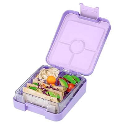 Bild av Navaris Bento Box lunchlåda med 4 fack för On the Go, måltider, mellanmålsförpackning lila