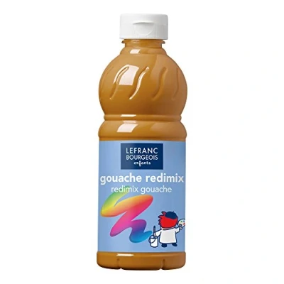 Bild av Lefranc Bourgeois 188341 flytande Tempera Redimix färg, lysande vattenbaserad gouacheffärg, hög täckförmåga, utmärkta målningsegenskaper, klar att använda, 500 ml flaska guld