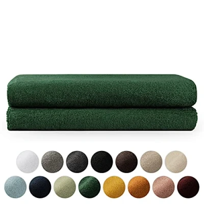 Bild av Blumtal 2 Badhanddukar Badhandduk 70x140 Set Mörkgrön i Bomull Oeko TEX® Certifierad
