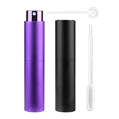Bild av Zingso påfyllningsbara reseparfym atomiseringsflaskor, 2 st 10 ml mini bärbara sprayflaskor, parfym Aftershave Atomiserare, tomma reseflaskor med tratt... (10 (svart + mörklila))