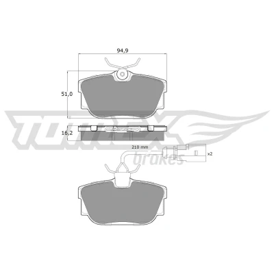 Bild av TOMEX brakes TX 13 901 Jeu de plaquettes frein Essieu arrière contact signal d&#039;usure inclus VOLKSWAGEN: Transporter 4 Bus,
