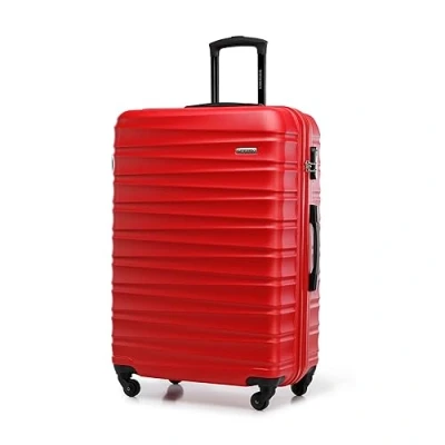Bild av WITTCHEN Resväska Handbagage Kabinväska Hårdfodral i ABS med 4 svänkbara hjul Kombinationslås Teleskopiskt handtag GROOVE Line Storlek L Röd