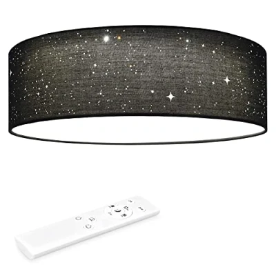 Bild av Navaris LED taklampa 40 cm dimbar färgtemperaturförändring fjärrkontroll 22 W mörkgrå stjärnhimmel vardagsrum sovrum barnrum lampa tak