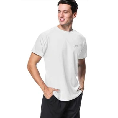 Bild av MeetHoo Herr Rash Vest, Guard UV t shirt UPF 50+ topp solskydd kortärmad för surfing löpning simning, Vitt, XL