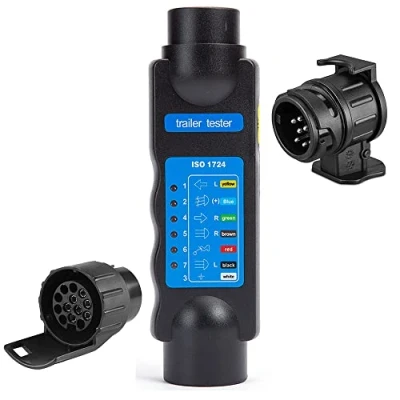 Bild av SPARKMOTO 7 polig släpvagn plugguttag adaptertestare, 12 V stift lampa ledningar kretstestare, testare med släpvagnsadaptrar, husvagn diagnostiskt testverktyg (test+2