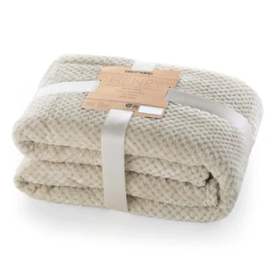 Bild av DecoKing Gosig filt, 150 x 200 cm, cappuccino mikrofiberfilt, överkast, fleece, mjuk, gosig, skandinavisk stil, beige, Henry