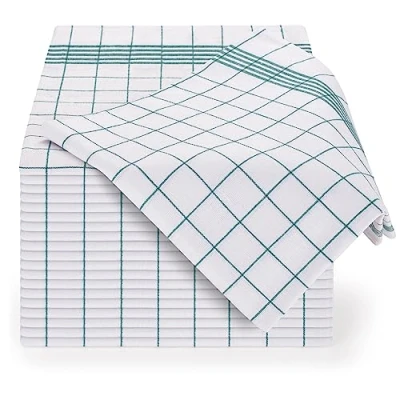 Bild av Blumtal Kökshanddukar (5, 10 eller 20 st) 50 x 70 cm Diskhandduk med krok 100% bomull Mycket absorberande 95 tvättbar Klassisk fyrkantig grön design (20