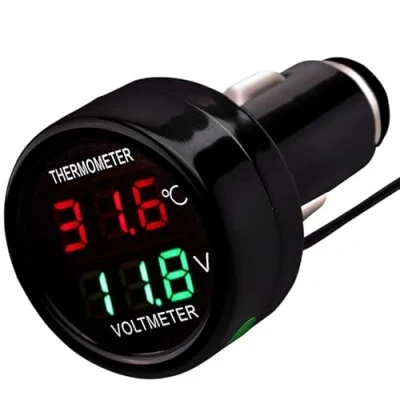 Bild av Xingdianfu Bil digital voltmeter termometer DC 12 V 24 36 V, 2 i 1 LED spänningsövervakning, temperaturmätare, mätare, mätmätmätare, indikering för bil, lastbil, buss