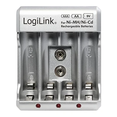Bild av LogiLink PA0168 batteriladdare för &quot;AA/AAA/9V Ni MH/Ni Cd batterier&quot; silver