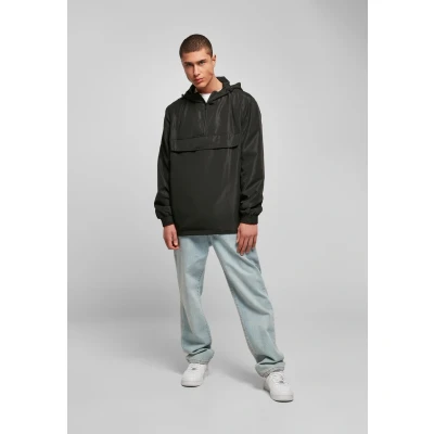 Bild av Urban Classics Herrjacka av återvunnet material med huva, återvunnen basic pull over jacka, vindjacka finns i 2 färger, storlekar XS 5XL, svart, S