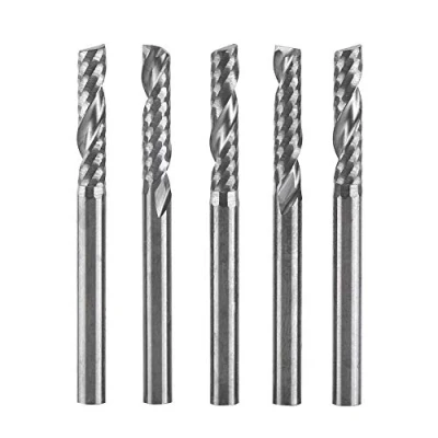Bild av Hilitand 5st Volframkarbid Slutkvarn 3,175mm (1/8 Tum) Skaft Enkel Flöjt Fräsare Cnc Roterande Grader Set