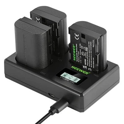 Bild av NEEWER LP E6NH Ersättningsbatteri och USB laddarset, 3 pack 2250 mAh ersättning för batteri Triple Slot laddare kompatibel med Canon EOS R7 R5 R6 II R, 5DIV, 6DII, 7DII, 80D, 90D