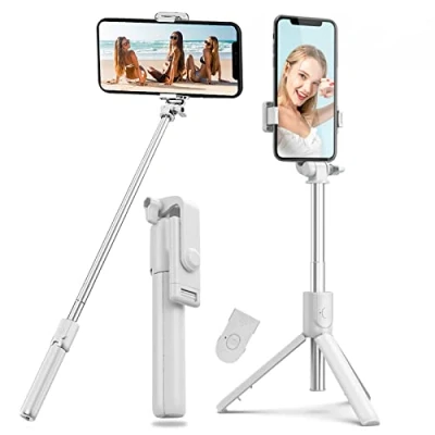 Bild av Selfiepinne, selfiestativ, 4 i 1, med bluetooth, utdragbart, teleskopiskt, justerbart monopod avtagbar fjärrkontroll och stabilt stöd