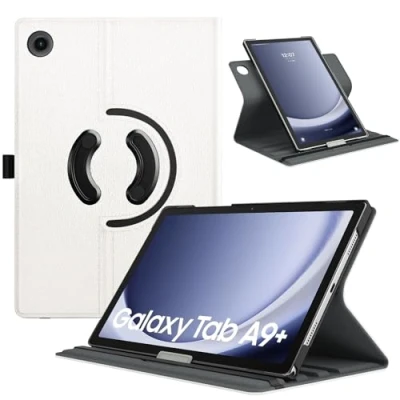 Bild av TiMOVO vridbart fodral för Samsung Galaxy Tab A9+/A9 Plus 11 tum 2023 SM X210/X216/X218, 90 graders ställ, automatisk sömn/väckning skyddsfodral A9 surfplatta, varmvit