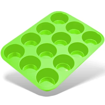 Bild av Belmalia Muffinsform i Silikon med 12 Hål Non Stick Cupcake Formar för Bakning Idealisk Present till Bagare Hemmatlagning Tillbehör Grön