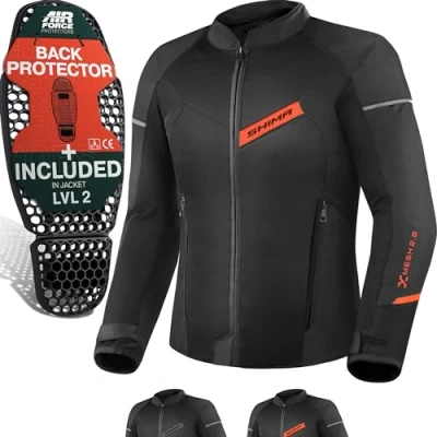 Bild av SHIMA X MESH Motorcykel jacka herr med skydd AIRFORCE ryggskydd motorcykeljacka sommar nät ventilerad textiljacka skyddsjackor luftig (män, röd, 4XL)